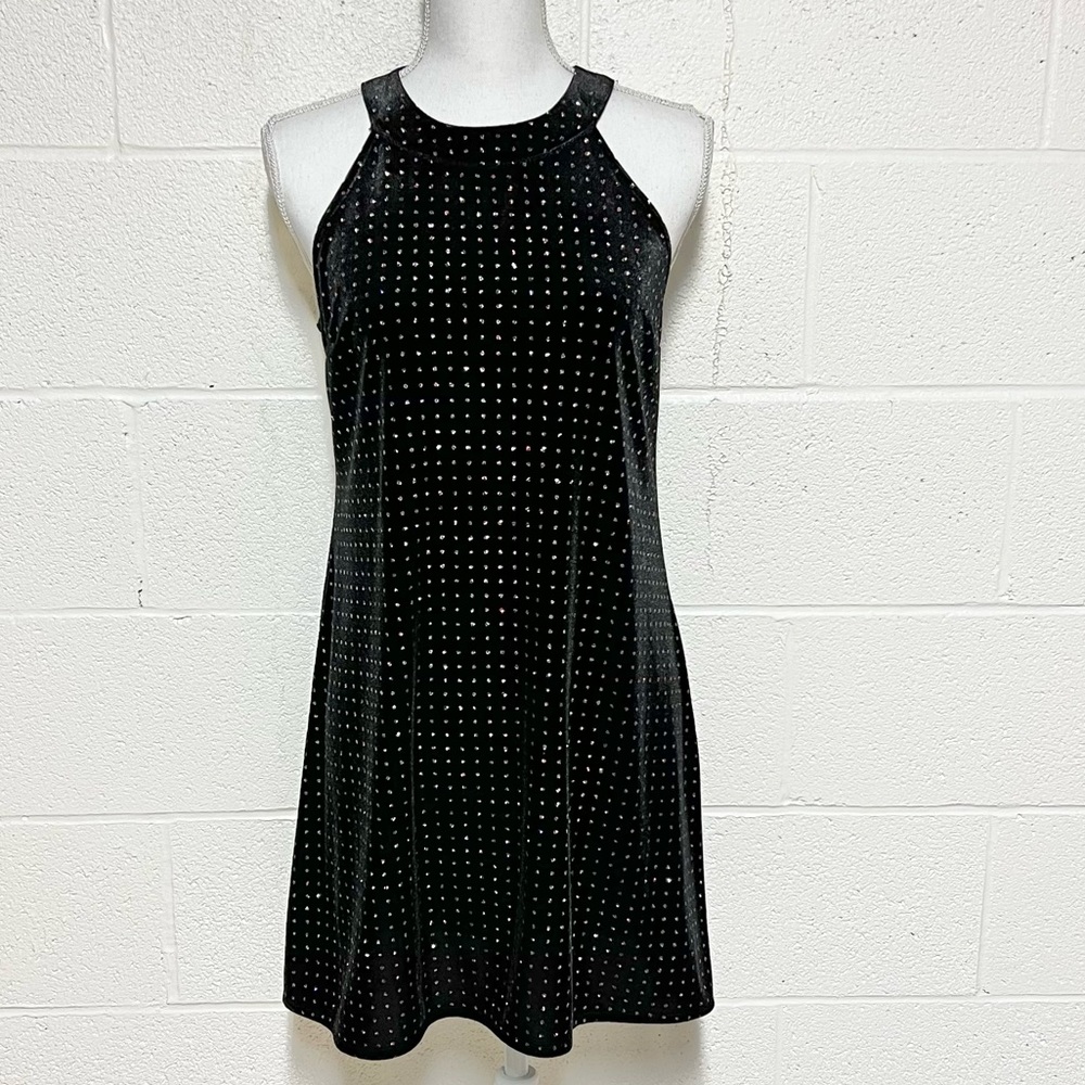 ✨Candie’s Black Velvet Glitter Cutout Holiday Dress